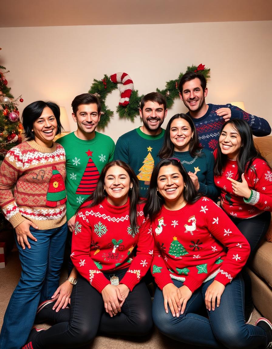 Ugly Sweater Party AI holiday photo booth theme example